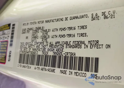 2021 Toyota Tacoma Sr из США, поврежденный, VIN 3TYRX5GN4MT026013